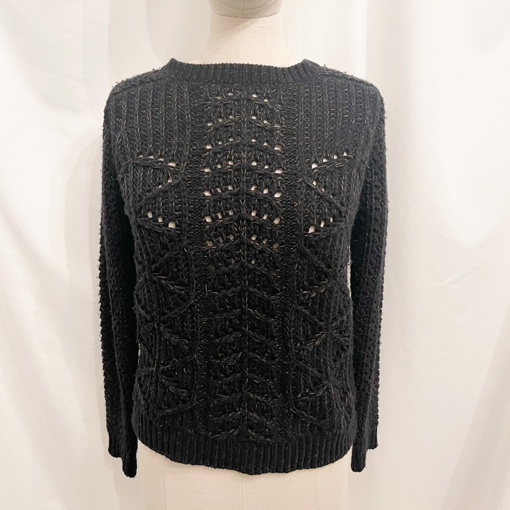 All-Saints spitalfields Cableknit Clara sweater- Gold Zipper Size 6